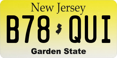 NJ license plate B78QUI