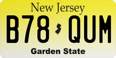 NJ license plate B78QUM