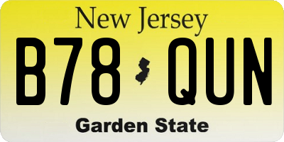 NJ license plate B78QUN