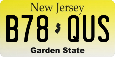 NJ license plate B78QUS