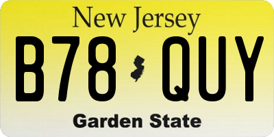 NJ license plate B78QUY