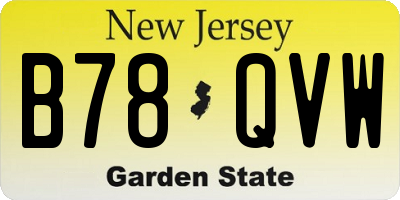 NJ license plate B78QVW