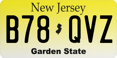 NJ license plate B78QVZ