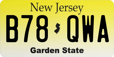 NJ license plate B78QWA