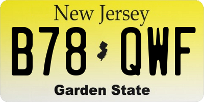 NJ license plate B78QWF