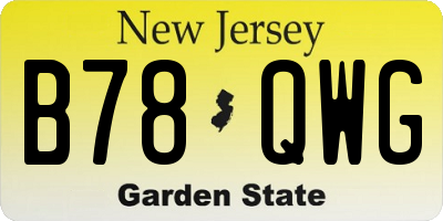 NJ license plate B78QWG