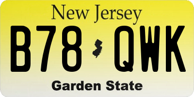 NJ license plate B78QWK