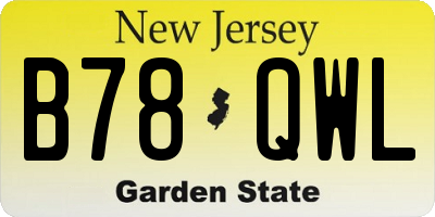 NJ license plate B78QWL