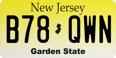 NJ license plate B78QWN