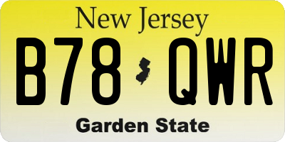 NJ license plate B78QWR