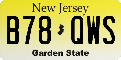 NJ license plate B78QWS
