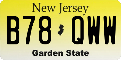 NJ license plate B78QWW