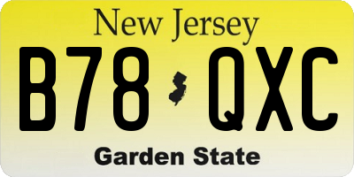 NJ license plate B78QXC