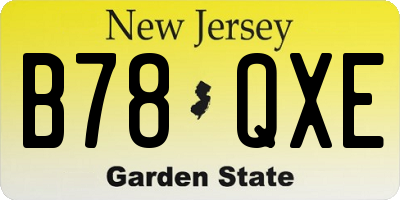 NJ license plate B78QXE