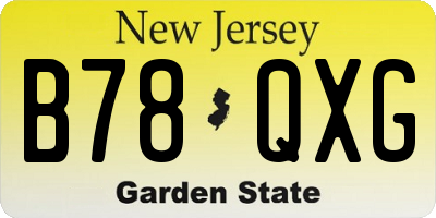 NJ license plate B78QXG