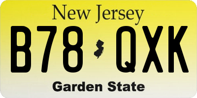 NJ license plate B78QXK