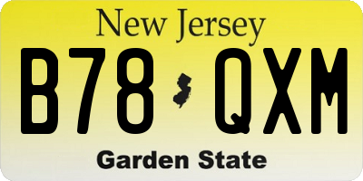 NJ license plate B78QXM