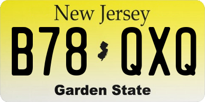 NJ license plate B78QXQ