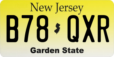 NJ license plate B78QXR