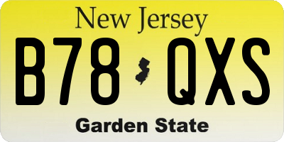 NJ license plate B78QXS