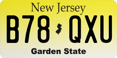 NJ license plate B78QXU