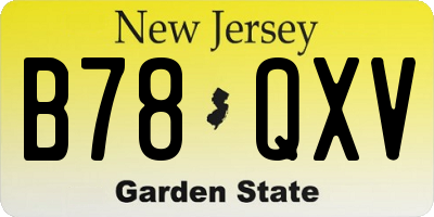 NJ license plate B78QXV