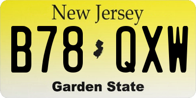 NJ license plate B78QXW