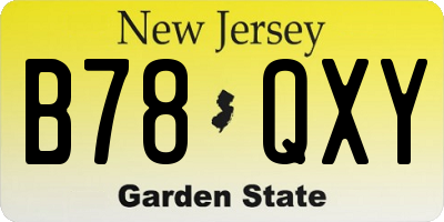 NJ license plate B78QXY