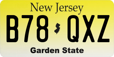 NJ license plate B78QXZ