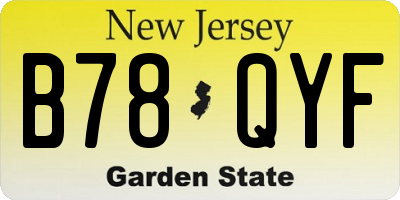 NJ license plate B78QYF