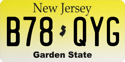 NJ license plate B78QYG