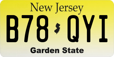 NJ license plate B78QYI