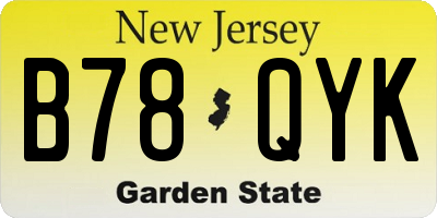 NJ license plate B78QYK
