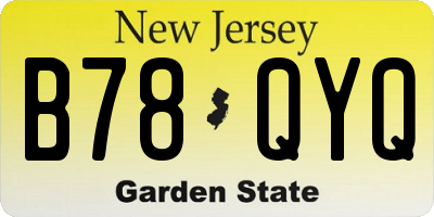NJ license plate B78QYQ