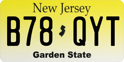NJ license plate B78QYT