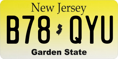 NJ license plate B78QYU