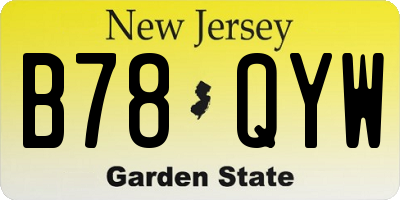 NJ license plate B78QYW