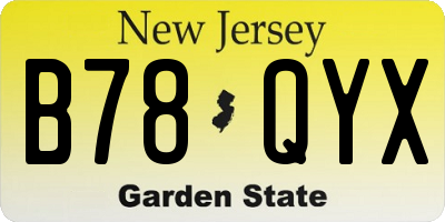 NJ license plate B78QYX