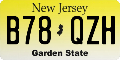 NJ license plate B78QZH