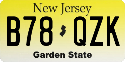 NJ license plate B78QZK