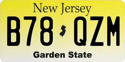 NJ license plate B78QZM