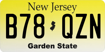 NJ license plate B78QZN