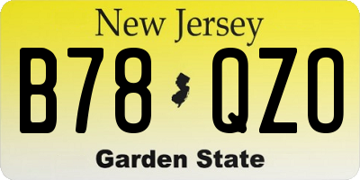 NJ license plate B78QZO