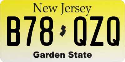 NJ license plate B78QZQ