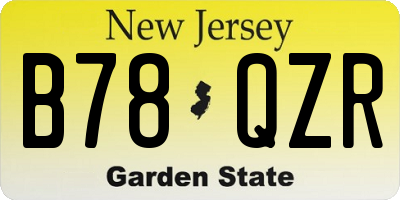 NJ license plate B78QZR