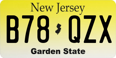 NJ license plate B78QZX