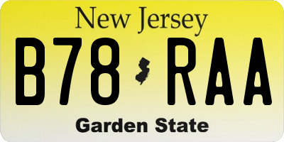 NJ license plate B78RAA
