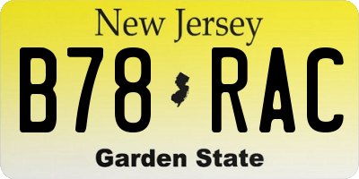 NJ license plate B78RAC