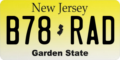 NJ license plate B78RAD
