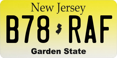 NJ license plate B78RAF